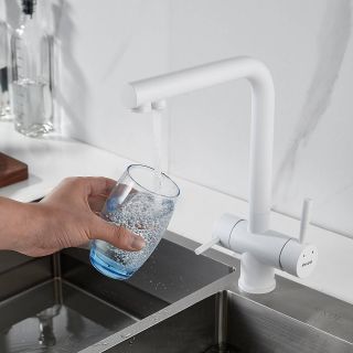 Смеситель для кухни Shevanik S468C с подключением фильтра белый